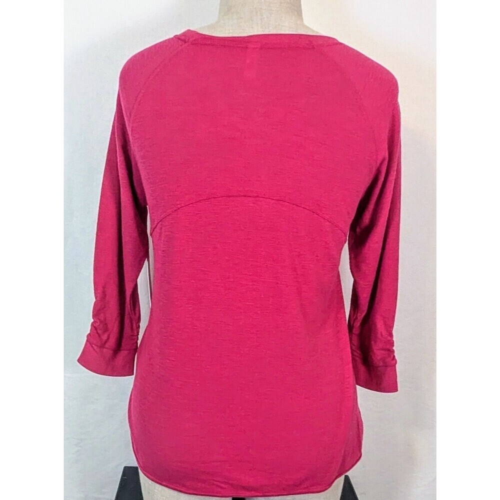 DKNY Sport Women’s Med Pink Ruched Sleeve Athletic Top Cotton Blend
